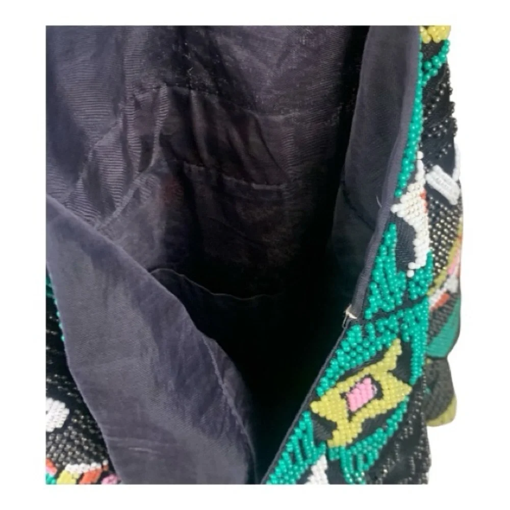 VTG‎ Multi-Color Fully Beaded Holy Land Drawstring Vacation Tote